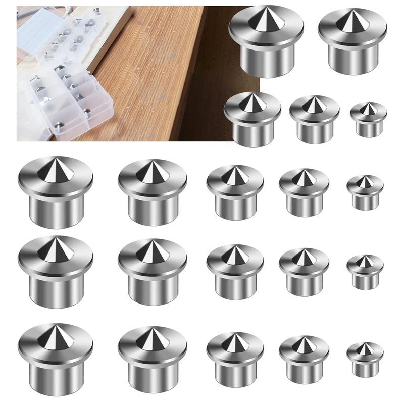MinliGUY 20PCS Stainless Steel Dowel Pin Centers Drilling Hole Tool Set with Sharp Point for Woodworking Tools, Solid Dowel and Tenon Center Transfer Plugs (5 Sizes of 1/4" 3/8" 5/16" 7/16" 1/2") by - Image 1